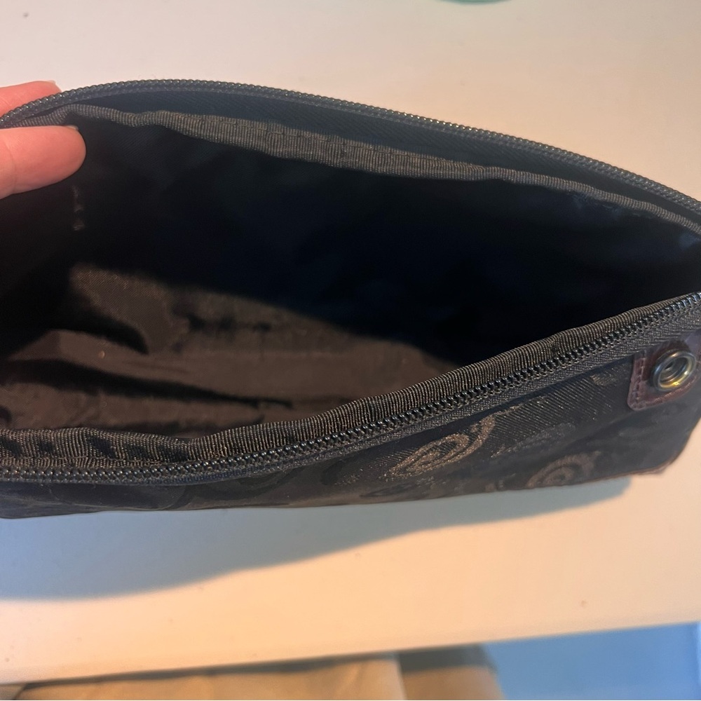 Brighton Toiletry Bag Signature Black with Embossed Brown Leather Heart Accents - Picture 12 of 12
